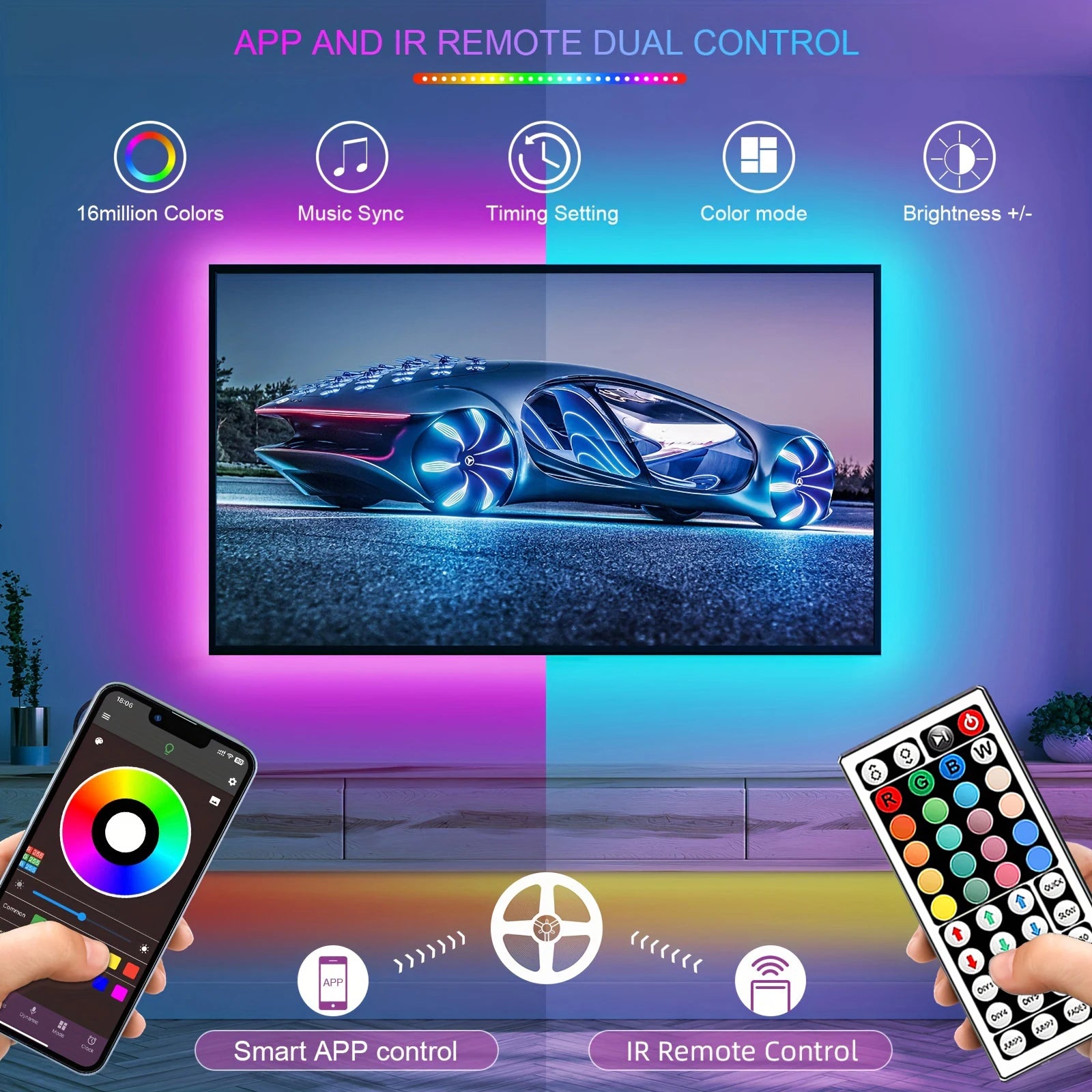 RGB LED Strip Lights - App Controlled Mood Lighting