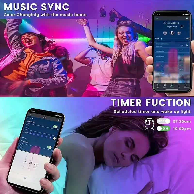 Smart RGB LED Strip Lights - WiFi App & Voice Control