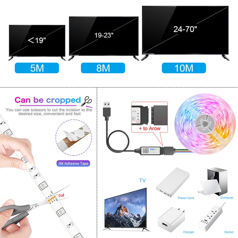 Smart RGB LED Strip Lights - WiFi App & Voice Control